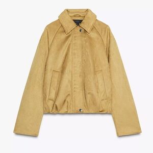 Zara Mustard Yellow Faux Suede Bomber Jacket